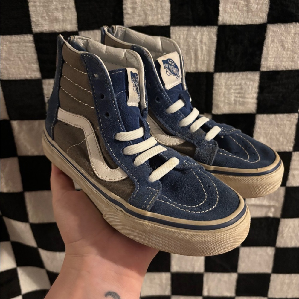 Size 1 Vans Blue and White Skate Shoes